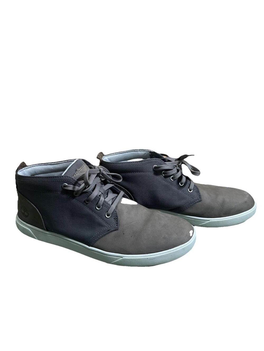Timberland Groveton Chukka Grey Leather Fabric Sz 9.5 Gripstick Sneaker Boot Men